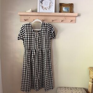 Little Cottonwood Black and White Checkered Linen Dress